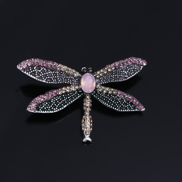 Mode Libel Kristal Broche Vrouwen Shirt Pak Strass Insect Dier Spelden Broches Feest Cadeau