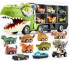 JOYFY 13 In 1 Dinosaur Transport Truck Toys with 12 Pull Back Cars Small Cars Set for 3+ Years Boy Birthday Christmas Gifts Toys