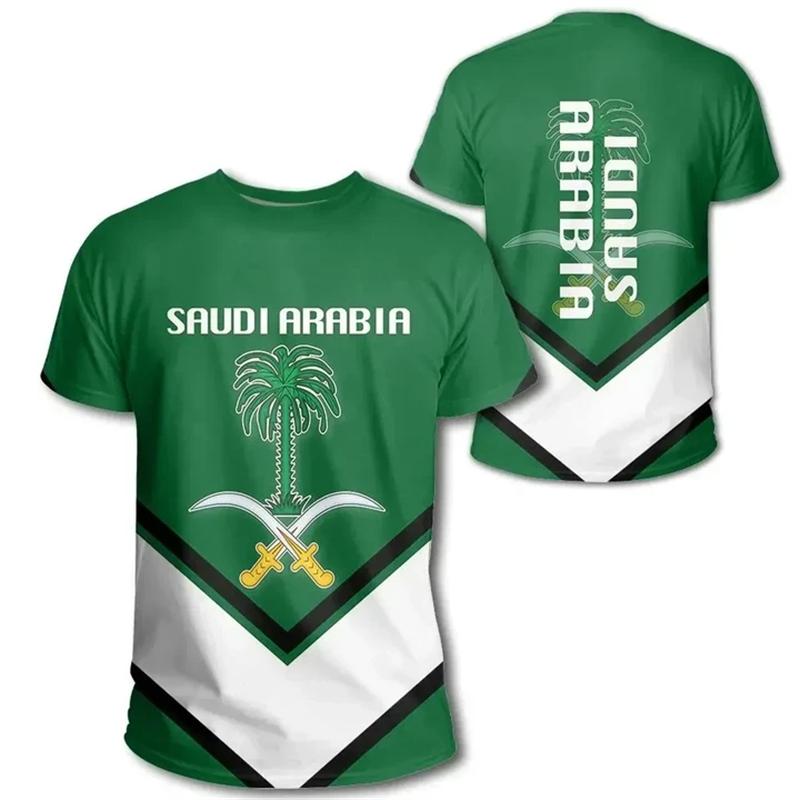 Saudi-Arabia Flagg 3D-print T-skjorte For Menn SA Saudi-Arabisk Drakt T-skjorter Sommer Mote Avslappet Gutter Trening Overdimensjonerte Topper