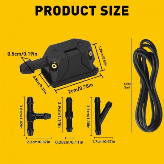 2M Windshield Hole Washer Nozzle Fits Mostly Windscreen Washer Jet Pump Upgrade