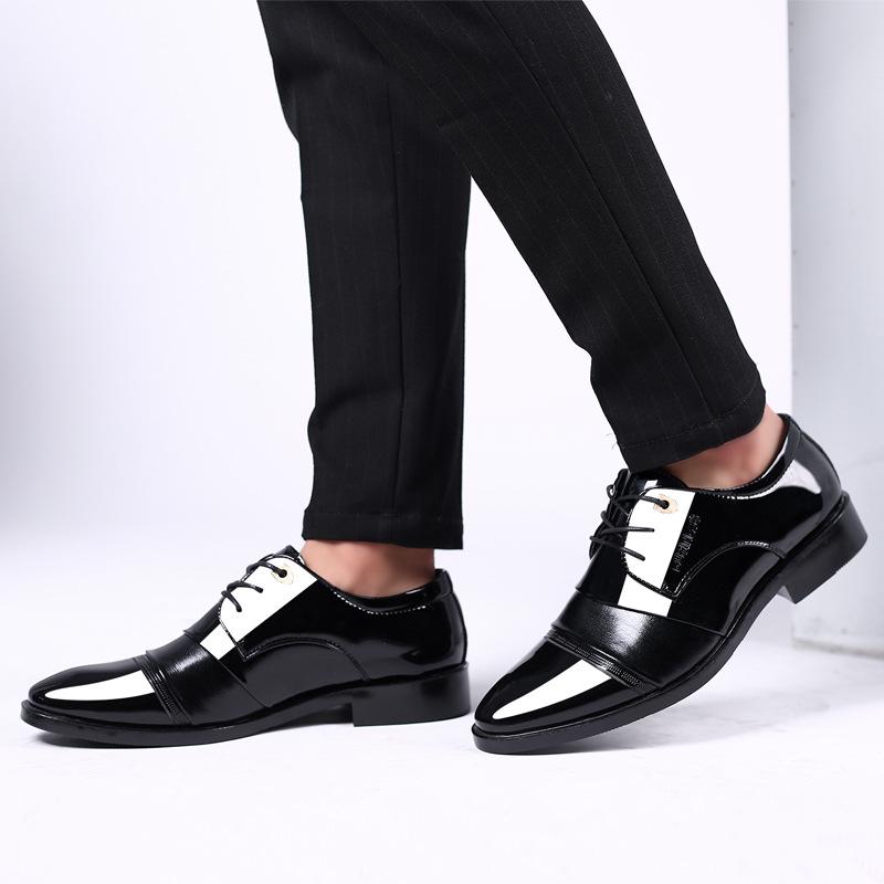 New Men's Business Dress Leather Shoes Men's Pointed Toe Lace Casual Shoes Large Size Men's Shoes