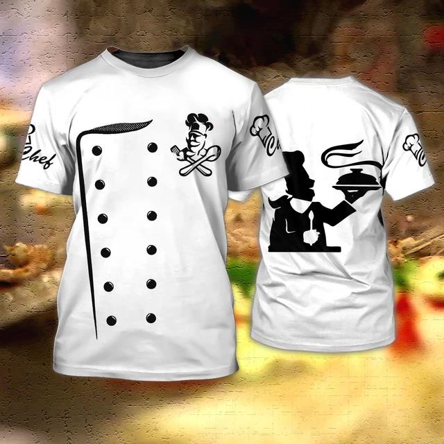 Chef Shirt Herren-T-Shirts, 3D-individuell bedruckte Herrenbekleidung, O-Ausschnitt, übergroß, günstige Kurzarm-Tops, Mode, Punk, Streetwear, 6XL