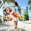 Oversized Vintage Seaside Cocktail Coconut Beach Towel, Ultra-Soft Microfiber Highly Absorbent Quick-Dry
