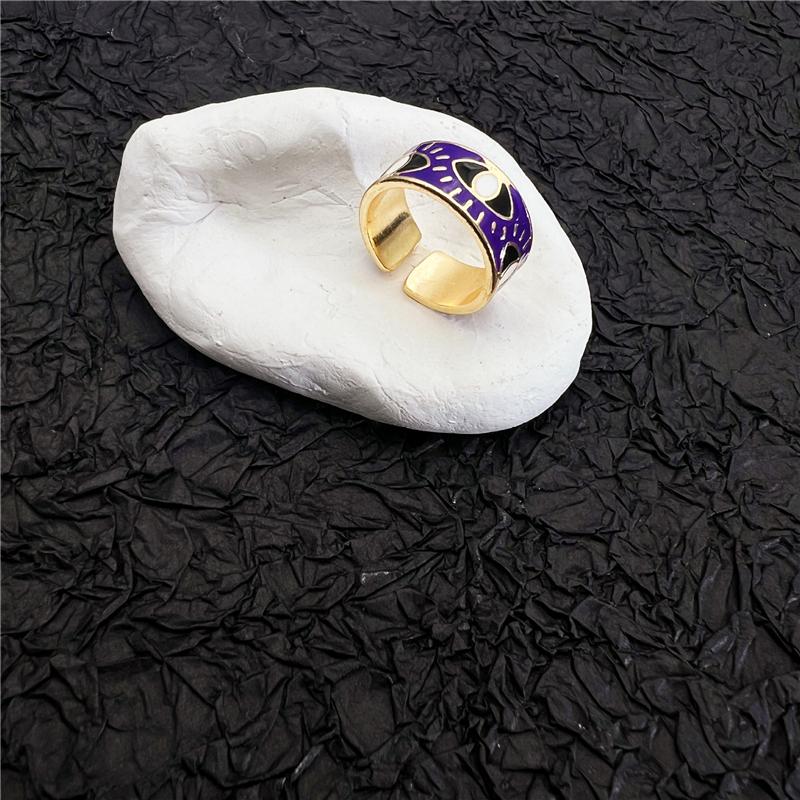 Σχεδιασμός μεταλλική ζωγραφική Evil Eyes Finger Ring For Women Ανδρικά Punk Vintage Street Jewelry Statement Open Rings Αισθητικό δώρο