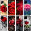 Coque de téléphone à motif de rose rouge pour Samsung Galaxy A12 A02S A22 A32 A52 A72 A71 A51 A41 A31 A21 A11 A50 A70 A10S A20S Housse noire
