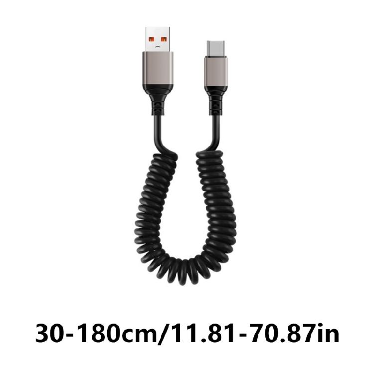 Car Spring Retractable Data Cable 6A Fast Charging For Car Motorcycle Charging Cable 30cm-180cm