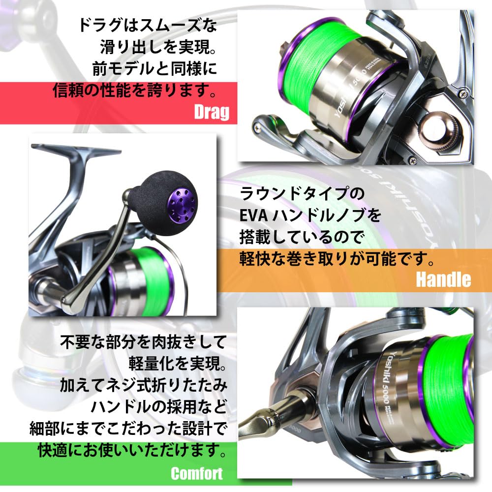 Cage Fishing Gear with PE Line Large Spinning Reel YOSHIKI XE5000 3 200m Included No. (ori-781213)