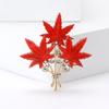 Vintage Alloy Acrylic Three-Piece Maple Leaf Brooch Fashion High-End Women'S Clothing Corsage Jewelry Pin