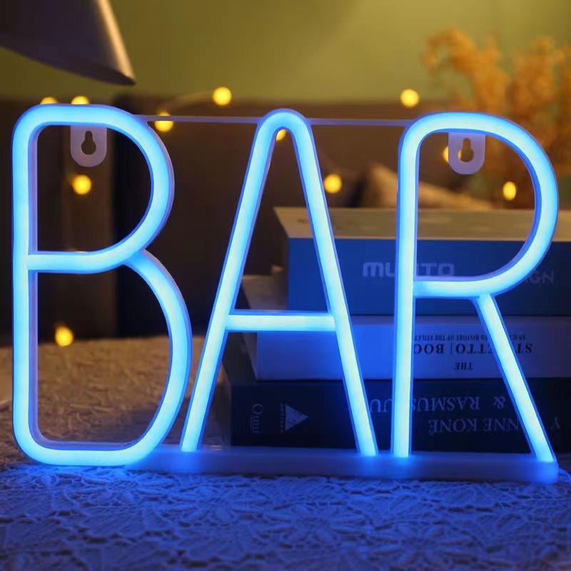 LED Bar Open Neon Signs Lights For Pub Bar Bedroom Wall Hanging Atmosphere Lamp Battery USB  Home Christmas Party Room Decor