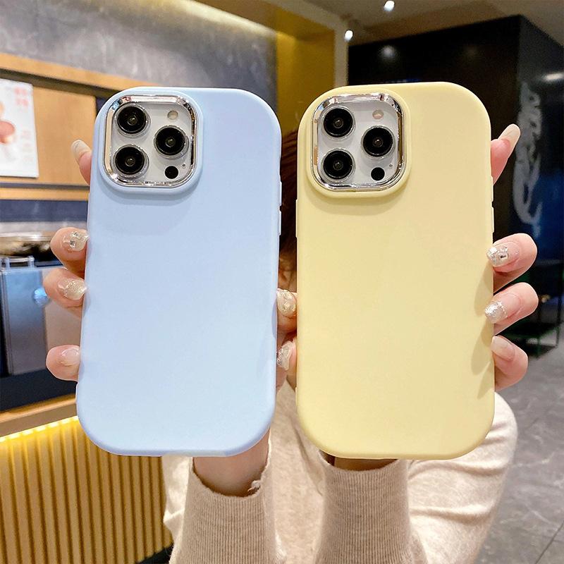 Métal Petite Fille Grosse Applicable IPhone15 Coque Mobile 14ProMax Simple 16 Silicone 12 Apple 13 Coque de Protection