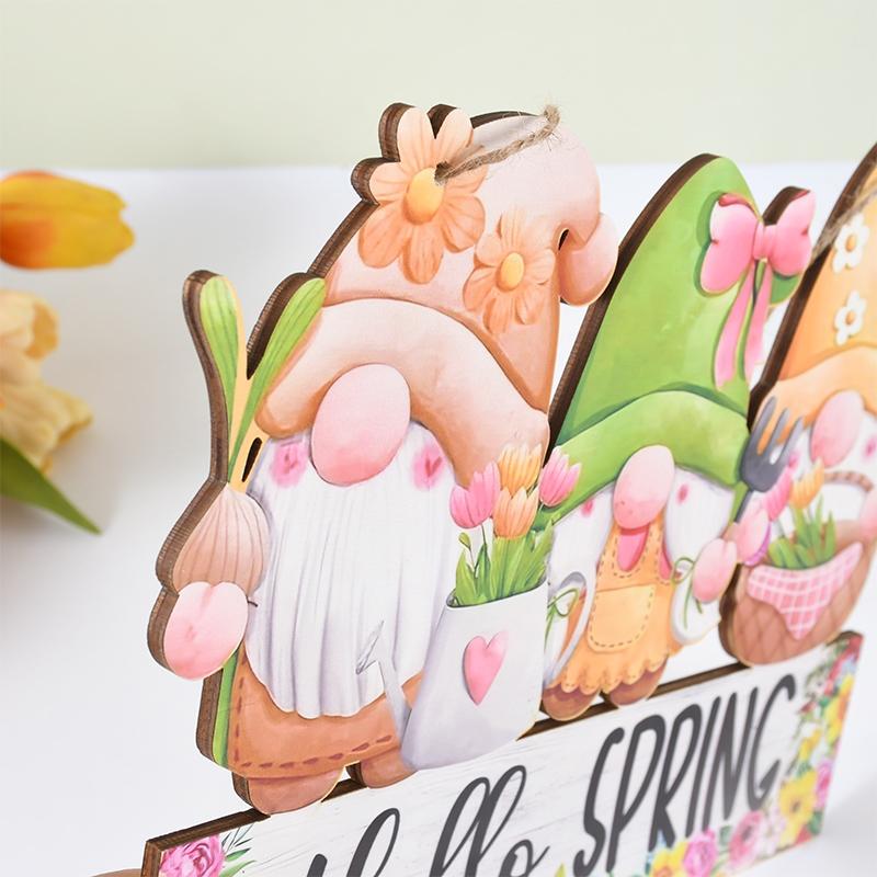 Easter Wooden Hanging Oranments Hello Spring Bunny Carrot Rabbit Decoration for Home Door Wooden Plaque Sign DIY Wreath Garland