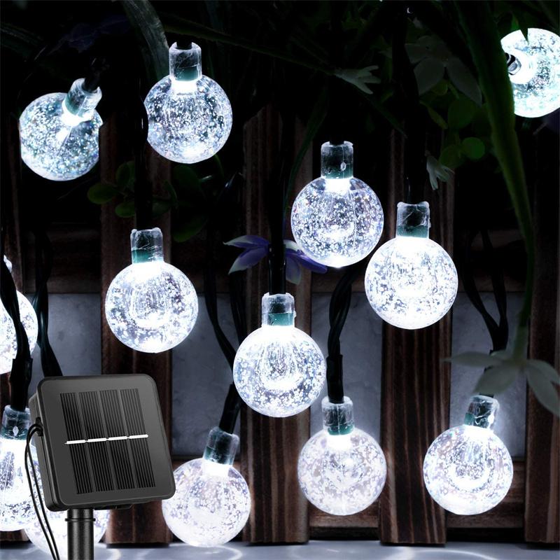 Solar String Lights Outdoor Led Holiday Lighting Crystal Globe Lights with 8 Modes Waterproof Solar Powered Patio Light Garden Christmas Party Decor
