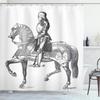 Mittelalterlicher Ritter Duschvorhang, Retro Rüstung Ritter mit Schild und Schwert Badezimmer Duschvorhang Set, Polyester Stoff, Haken
