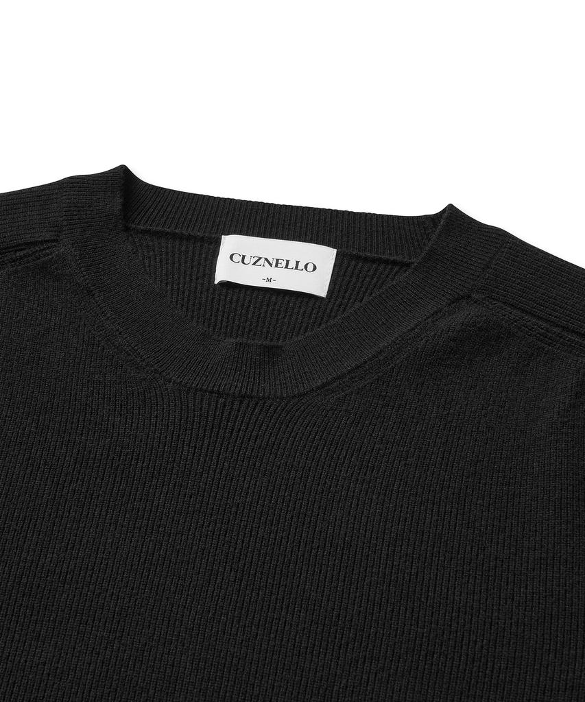 CUZNELLO Soft Saddle Crewneck Knit_Black