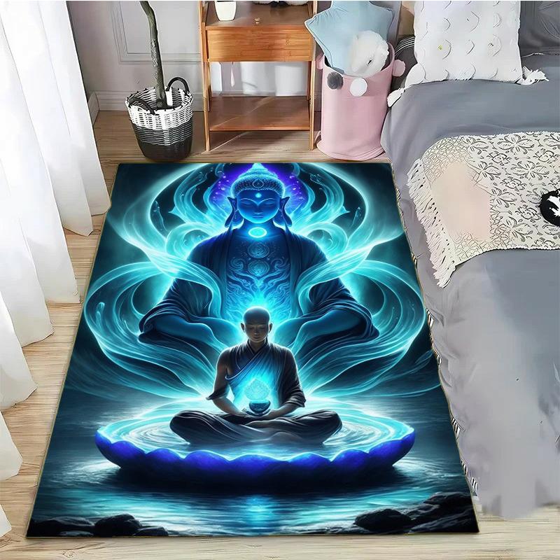 Tapis Area Mandala 7 Chakras Arc-en-ciel Style Bohème, Tapis pour Salon Chambre Canapé Paillasson Décoration, Tapis de Sol Doux Antidérapant Yoga