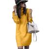 White Pink Women Winter Loose Sweater Dress Knee Length Dress Long Sleeve Autumn Turtleneck Warm Knitted Casual