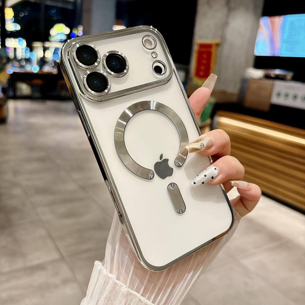 KEYSION Magnetiskt pläterat fodral för MagSafe för iPhone 17 Pro Max 17Air Genomskinligt TPU Stötsäkert Fodral med Kameralinskydd