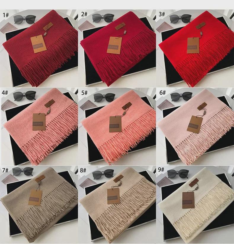 Unisex Solid Color Imitation Cashmere Scarf - Autumn/Winter Korean Style Tassel Shawl