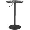 Bar Table for 2 People, Height-Adjustable, Marble Look, 60 X 60 X 68-93.5 Cm, Black