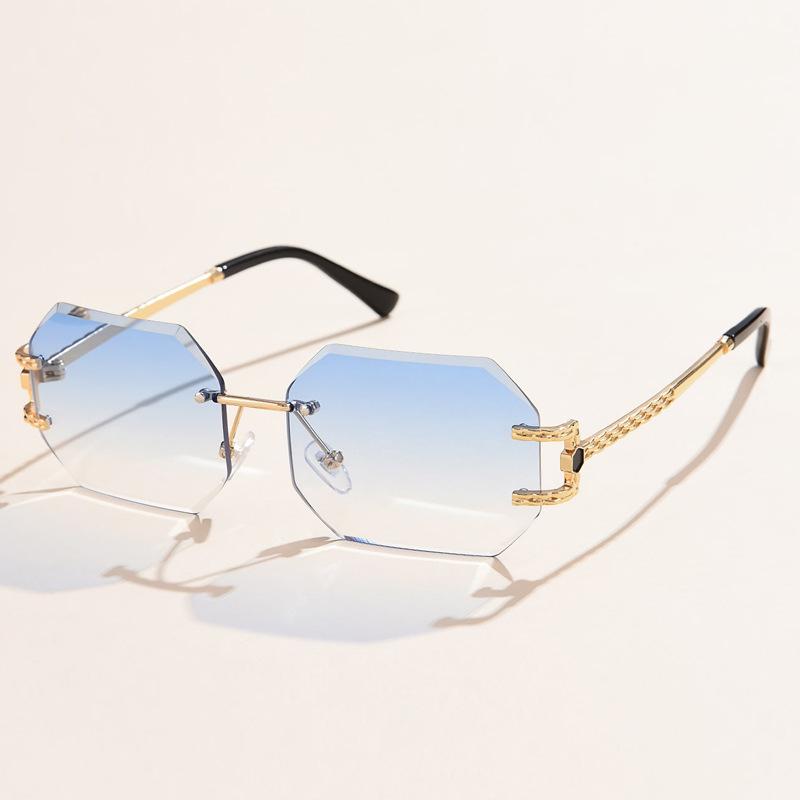 Retro Rimless Polygon Sun Glasses Women Brand Designer Sunglasses Fashion Shades Square Cutting Lens Ladies Frameless Eyeglasses
