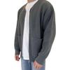 Men Cardigan Sweater Solid Color Full Zip Up Casual Sweater Warm Knitwear Jacket