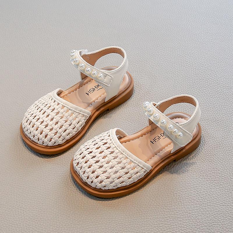 Mädchenschuhe, geschlossene geflochtene Sandalen für Kinder, neuer Sommerstil, atmungsaktive Prinzessinnenschuhe für kleine Mädchen, koreanischer Stil