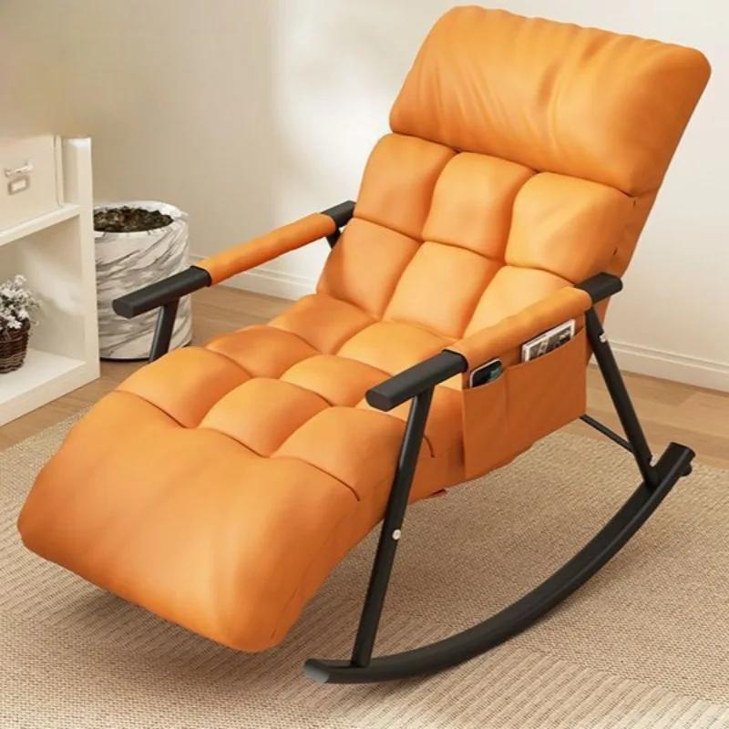 Rocking Chair Foldable Siesta Waterproof Technology Cloth Adjustable Tumbler Carbon Steel Frame Multiple Support Points Recliner