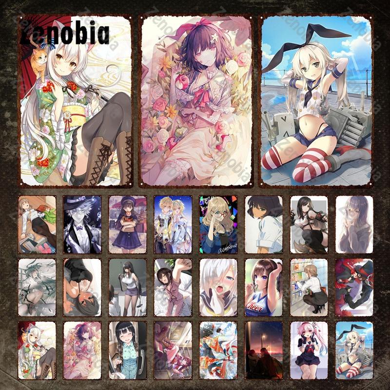 Vintage Anime Metal Sign Professional Attire Pajamas Girls Tin Poster for Bar Pub Home Wall Decor Unique Plaque Decoration