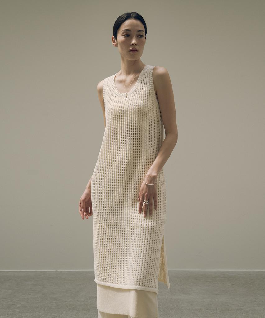 Siyajyu Sikn2120 Punching Knit Dress_Cream