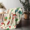 Cute Dog Christmas Throw Blanket Cozy Flannel Pet Holiday Festive Reversible Warm Soft Bedspread Couch Cover Gift Home Decor