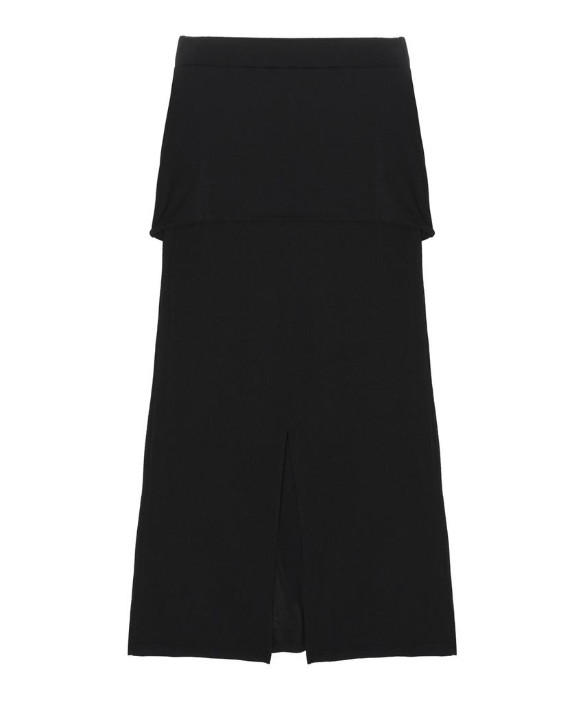 Nigaennikol Wrap Tie Long Skirt_Black