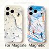 Coque de téléphone Ski Montagne Neige pour iPhone 17,16,15,14,13,12,11 Pro,Max,Plus,Mini,Air,E Magnétique Magsafe Givré Transparent