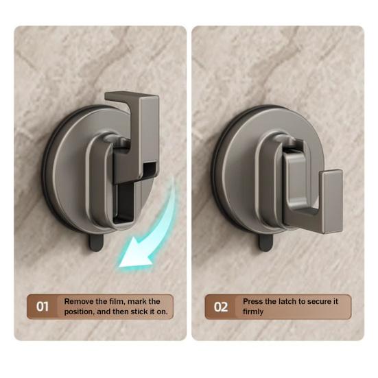 Adjustable Waterproof Suction Cup Hook No Punching Wall Hook Strong Load-Bearing Wall Hanger for Kitchen Bathroom Storage Organization