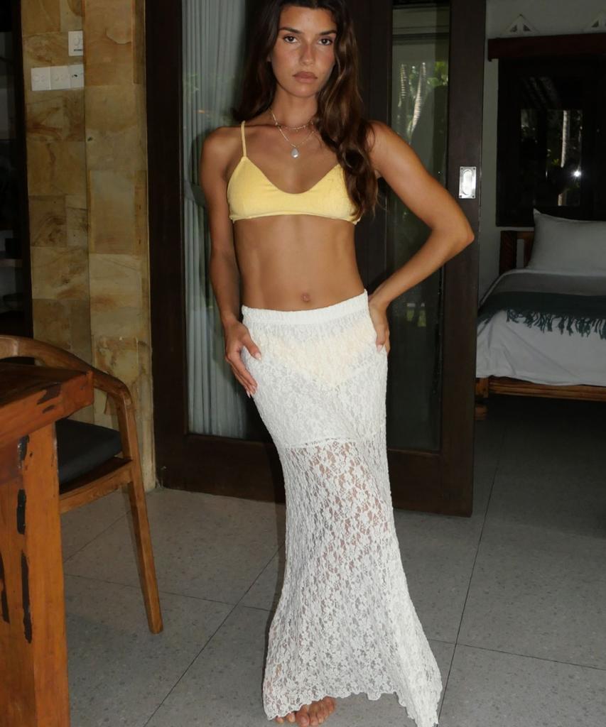 Ingi Active Sheer Layered Beach Skirt Ivory