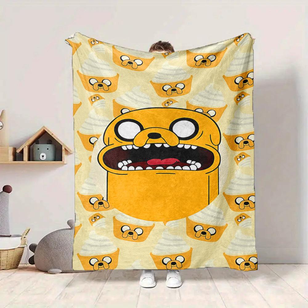 1 pièce Couverture Douce en Flanelle Amie de la Peau Adventure Time avec Impression Numérique, Différentes Tailles Disponibles pour la Famille, les Amis, Anniversaire
