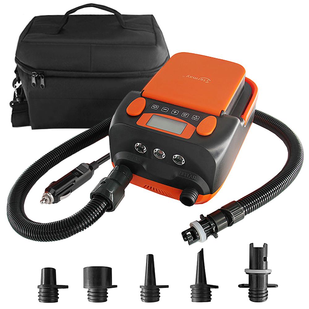 Bomba de aire inteligente de doble etapa de 16PSI con 6 boquillas, pantalla LCD, soporte de bomba eléctrica de 6000mAh
