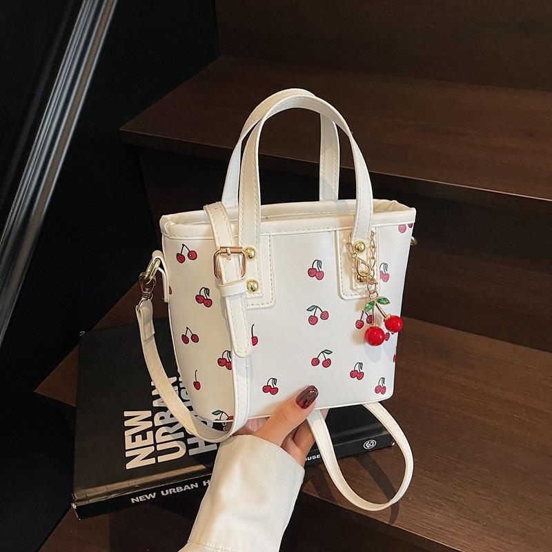 Kirsch-Stil Kleine Wassereimer-Tasche PU mit Aufdruckdesign für Freizeit-Ausflüge