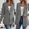 Women's Long Sleeve Lapel Thousand Bird Check Fashion Elegant Slim Suit Jacket