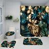 4-delige Douchegordijn Set met Antislip Badmat, Toiletdekselhoes, Contourkleed & 12 Haken, Badkamer Decoratie