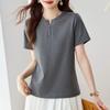 Women's Fashion Casual Summer Spring Solid Color Print Short Sleeve V-Neck Blouses & Shirts