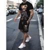 Sommer Casual Everyday Herren Kurzarm Top Outdoor Street Herren Modische Shorts 3D Teddybär Print T-Shirt Shorts Set