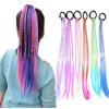 6psc Colorful Braided Hair Extensions With Rubber Bands Assorted Color Hair Accessories Rainbow Braided Synthetic Hairpieces Ponytail Hair Accessories