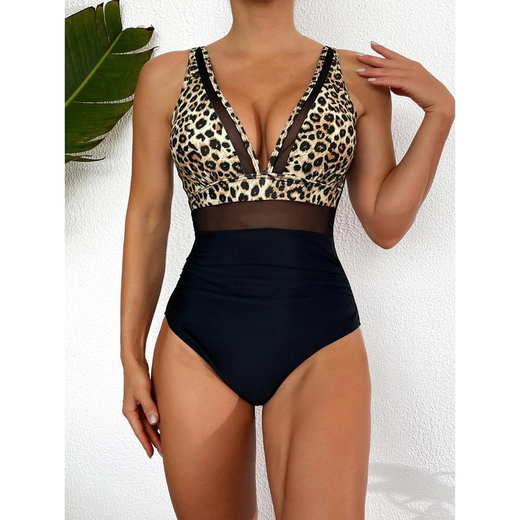 Solid One-piece Swimsuit Women Deep V-neck Removable Bra Plain Monokinis New Summer Beach Swimwear Swimsuit Female