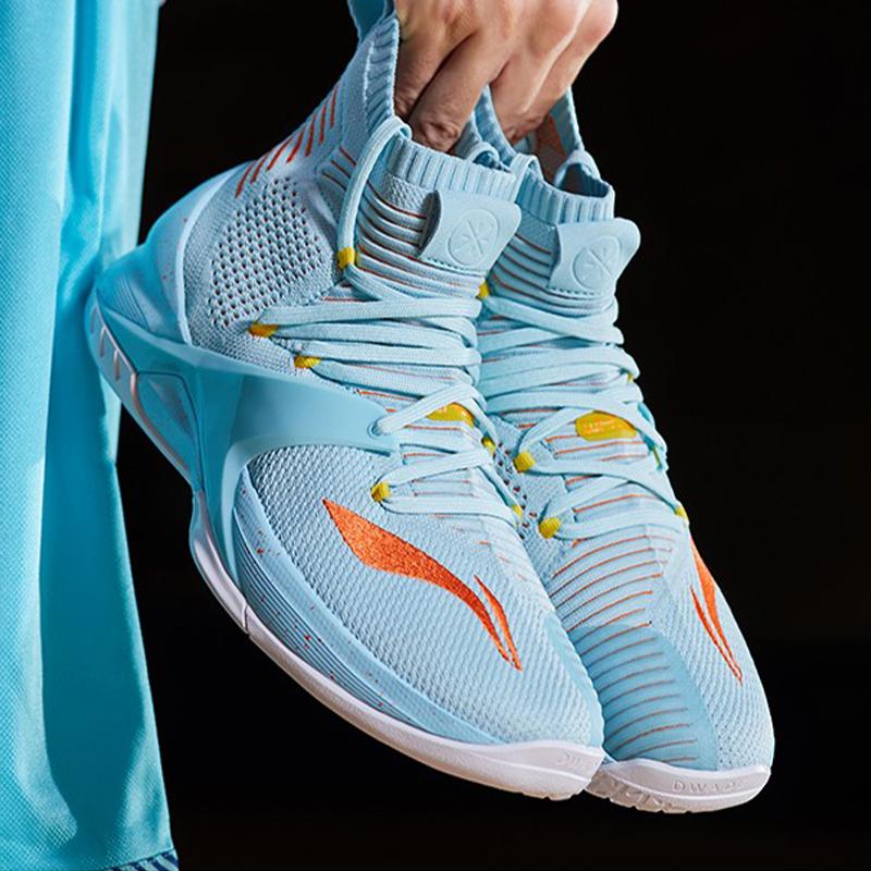 Li Ning Blockade Dämpfung Rutschfest Abriebfest High-Top Basketballschuhe Herren Blau ABAP057-3
