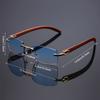 2pc Y2k Women's Frameless Fashion Glasses Classic Design Wood Grain Temple Men's and Women's Party Glasses