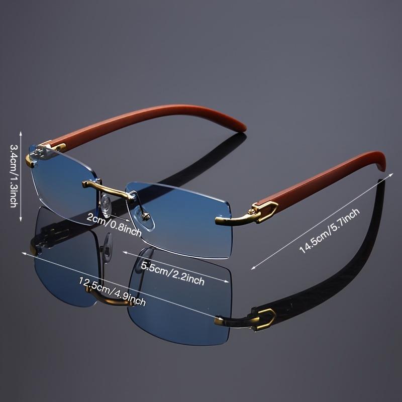 2pc Y2k Women's Frameless Fashion Glasses Classic Design Wood Grain Temple Men's and Women's Party Glasses