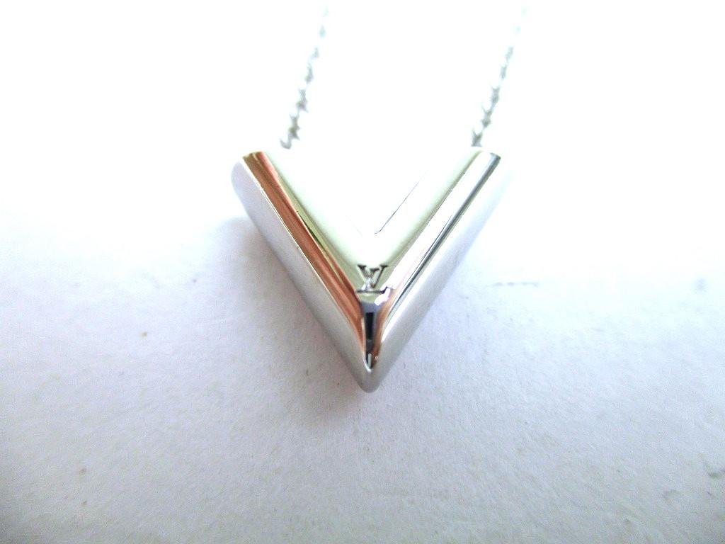 Authentic LOUIS VUITTON Silver Plated Essential V Chain Necklace #a158 Seller Refurbished