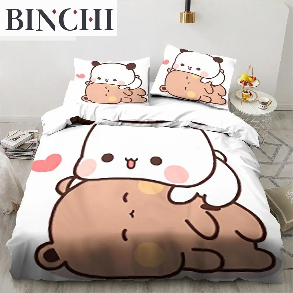 Bubu Dudu Cartoon Cute Bear Kawaii Christmas Gift King Twin Double Child Bedding Set Microfiber or Polyester Duvet Cover Set