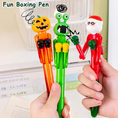 Yousheng Fun Boxing Pen with Movable Arm 0.5mm Blue Ink Ballpoint Pen Cartoon Stress Relief Writing Tool Novelty Gift