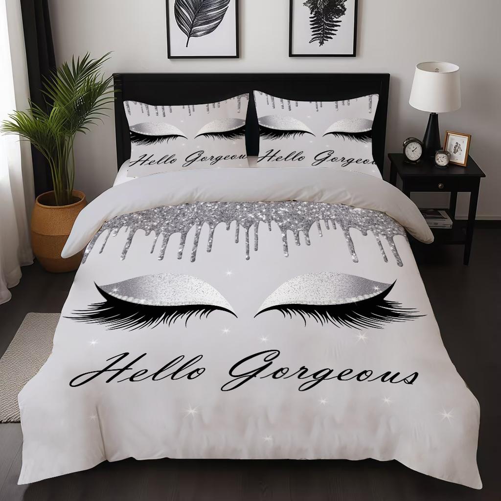 Duvet Cover Set Fashion Eyelashes 3D Digital Printing Three-Piece Bedding Kit